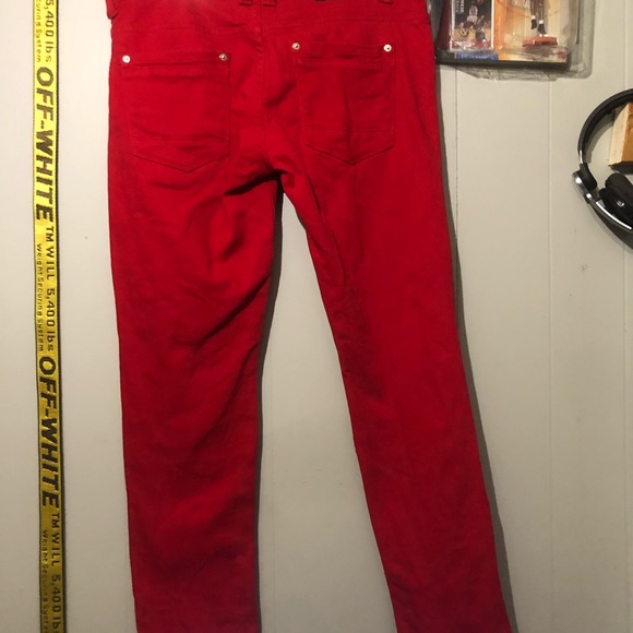 Copper Rivet Distressed Denim (Red) - Picture 2 of 7